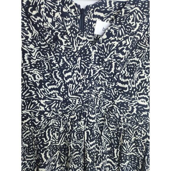 BA&SH Lia printed pleated crepe mini dress sz 8 3/4 sleeve beachy festival boho - Picture 3 of 12